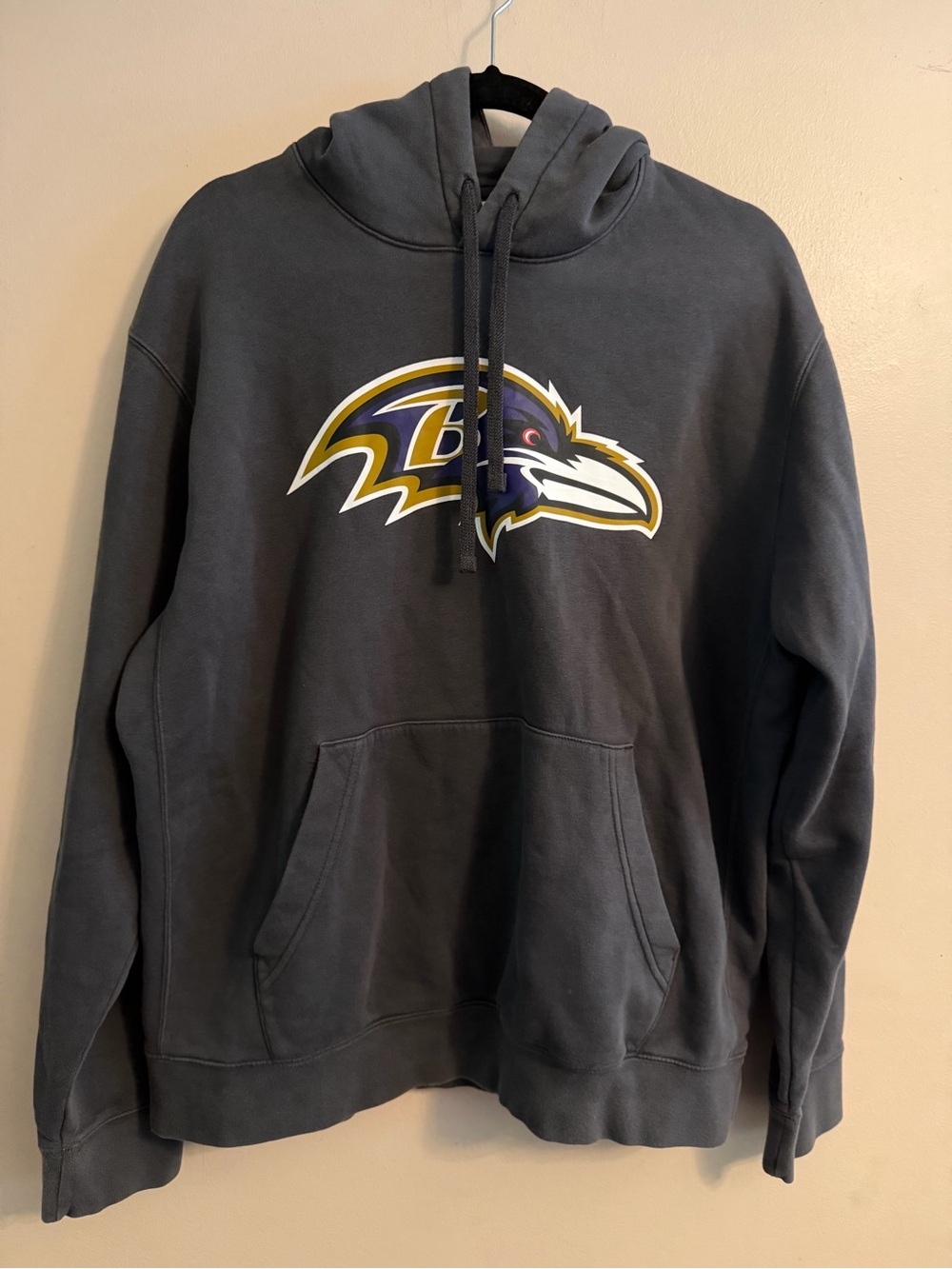Nike Men's Charcoal Gray Hooded Sweatshirt with Ravens Logo